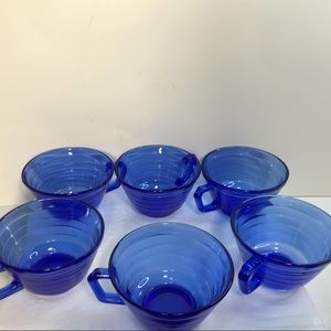 Set of 6 Hazel Atlas Vintage Cobalt Blue Coffee Tea cups 6 Oz. Mug